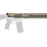 RADIAN UPPER 14.5-inch 223 WYLDE FDE tan upper left side view with slotted handguard and black muzzle