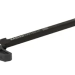 Radian Raptor-LT charging handle, dark grey angled view with dual textured latches