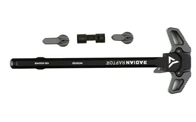 RADIAN COMBO RAPTOR/TALON AR15 GRAY, charging handle and selector components laid out
