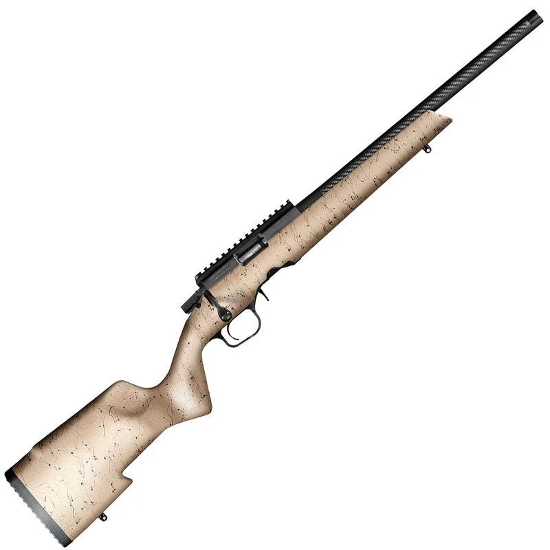 primary-1733 CHRISTENSEN RANGER, right-side view with tan speckled stock, black barrel and top rail