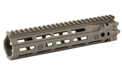 Daniel Defense DD RIS III Rail Assembly, FDE angled view with top rail and slotted sides