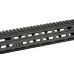 Daniel Defense DD RIS III Rail Assembly black handguard, angled view with top rail and slots