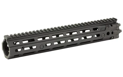 Daniel Defense DD RIS III Rail Assembly black handguard, angled view with top rail and slots