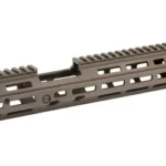 Daniel Defense DD RIS III Rail Assembly, FDE angled view with top rail and slotted handguard