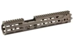 Daniel Defense DD RIS III Rail Assembly, FDE angled view with top rail and slotted handguard