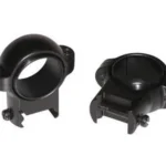 Burris Steel Signature Zee Ring Pairs, matte black angled view with two scope rings