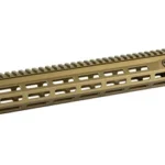 GEISSELE 15" SMR MK16 MLOK DDC tan angled top and right-side view with rail and M-LOK slots