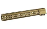 GEISSELE 15" SMR MK16 MLOK DDC tan angled top and right-side view with rail and M-LOK slots