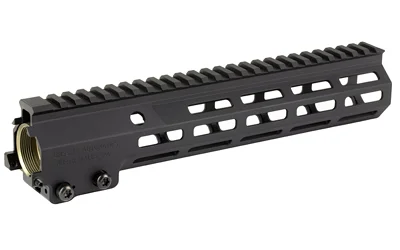 primary-17410 Geissele 10.5 SMR MK16 MLOK black handguard, angled view with top rail and side slots