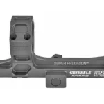 Geissele SPR Precision 30MM EXT black scope mount, side view with two rings and bolts