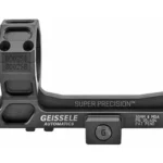 Geissele Super Precision mount, black front view with dual rings and mounting bolts