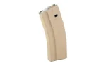 Ammunition Storage Components MAG ASC AR6.8 25RD STS FDE, tan curved metal magazine angled view