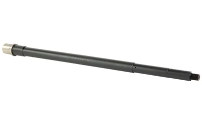 Ballistic BBL 223Wylde 18" PRM BLK, black barrel side view with silver chamber end