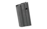 Ammunition Storage Components ASC AR450 black steel magazine, angled side view with ribbed body