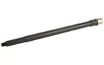 BALLISTIC BBL 22ARC 16 SPR MID PR B black barrel, angled side view with silver muzzle end