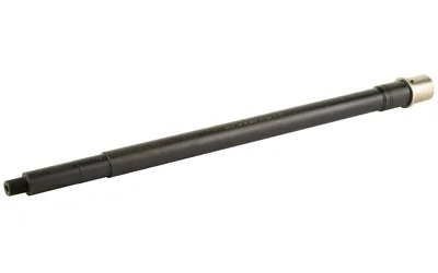 BALLISTIC BBL 22ARC 16 SPR MID PR B black barrel, angled side view with silver muzzle end