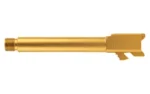 BALLISTIC BBL FOR GLK 17 G5 THRD GLD gold barrel, side view with threaded muzzle
