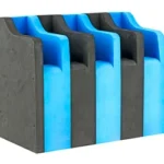 GPS 5 PISTOL CRADLE HOLDER black and blue rack in front three-quarter view with five slots