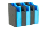 GPS 5 PISTOL CRADLE HOLDER black and blue rack in front three-quarter view with five slots