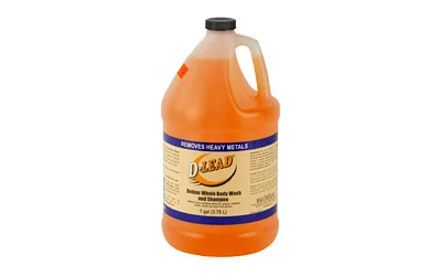 D-Lead DLX Whole Body Wash, front view of gallon jug with orange liquid, handle and black cap