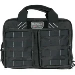 GPS TAC Quad Range Bag Black, front view with carry handle, dual zip pockets and webbing