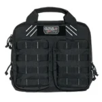 GPS TAC Double Range Bag Black, front view with carry handle, zip pockets and webbing
