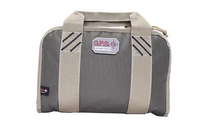 primary-17526 GPS Double Pistol Case, front view in green and khaki with carry handles and zip closure