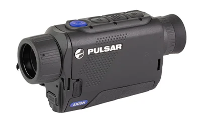 PULSAR AXION XQ30 PRO THERMAL MONO black monocular, angled side view with top controls