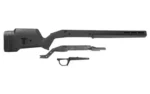 MAGPUL HUNTR RUG AMERICAN SA STK BLK black stock, side view with separate mounting components