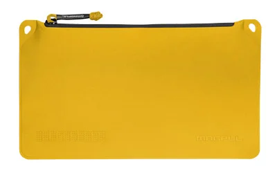 primary-17679 MAGPUL DAKA Pouch Medium, yellow front view with black zip closure and corner attachment points