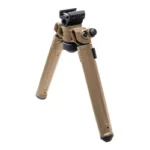 MAGPUL BIPOD 1913 PICATINNY FDE tan front view with two extended legs and black mount