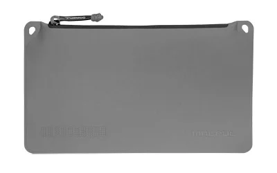 primary-17719 MAGPUL DAKA POUCH MED gray rectangular pouch, front view with top zipper and corner holes