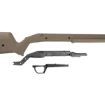 MAGPUL HUNTR RUG AMERICAN SA STK FDE tan stock, right-side view with separate black hardware