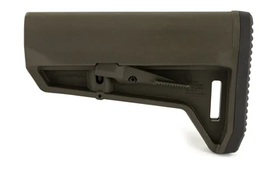 primary-17728 MAGPUL MOE SL-K olive drab stock, left-side view with adjustment lever and rubber buttpad