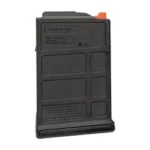 Magpul PMAG 10 SIG Cross magazine in black, angled side view with orange follower