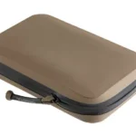 MAGPUL DAKA UTILITY ORGANIZER FDE, closed angled view with black zipper and pull cords