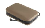 MAGPUL DAKA UTILITY ORGANIZER FDE, closed angled view with black zipper and pull cords