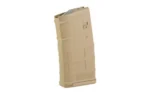 MAGPUL PMAG M3 7.62 20RD MCT, tan angled front view with ribbed body
