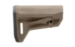 MAGPUL MOE SL-M STK tan right side view with black buttpad and adjustment lever