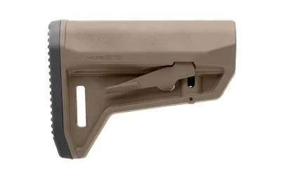 primary-17812 MAGPUL MOE SL-M STK tan right side view with black buttpad and adjustment lever
