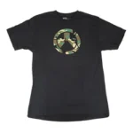 MAGPUL WOODLND CAM ICON TSHRT BLK M black short-sleeve shirt with camouflage chest logo, front view