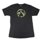 MAGPUL WOODLND CAM ICON TSHRT BLK black short-sleeve shirt, front view with camouflage chest logo