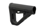 MAGPUL DT CARB STK MIL-SPEC, black adjustable stock, angled left-side view with open support