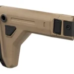 Magpul Universal Carbine Stock FDE, right-side view with black buttpad and adjustment hardware