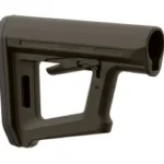 MAGPUL MOE PR CARBINE STOCK olive drab, right-side view with open frame and adjustment lever