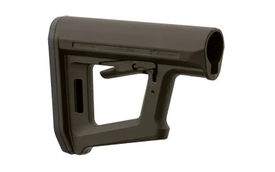 primary-17923 MAGPUL MOE PR CARBINE STOCK olive drab, right-side view with open frame and adjustment lever