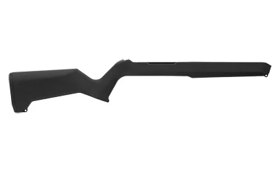 primary-17945 Magpul MOE X-22 Stock, black rifle stock in right-side view with raised comb and fore-end