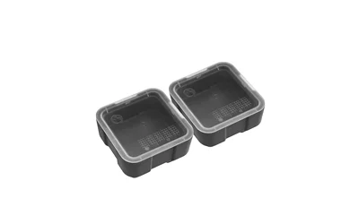 MAGPUL DAKA GRID BINS 2X2 black, angled top view of two square storage bins