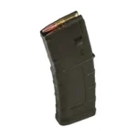 Magpul PMAG M3 olive drab magazine, angled front view with cartridge visible at top