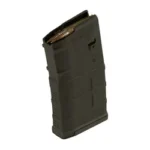 MAGPUL PMAG M3 olive drab magazine, angled side view with cartridge visible